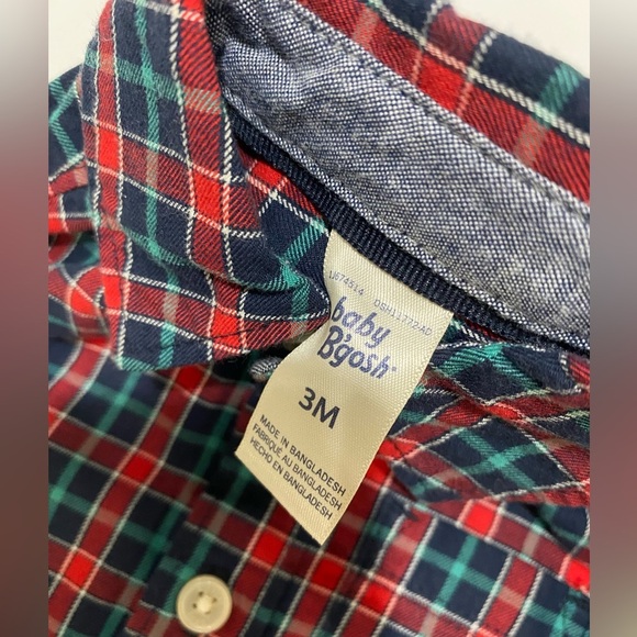 LIKE NEW🚨BABY BGOSH☁️ MATCHING SET 3M 🤎 overalls and shirt flannel - Picture 3 of 4